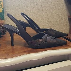 Nina Metallic Satin Brown Woman's Heels